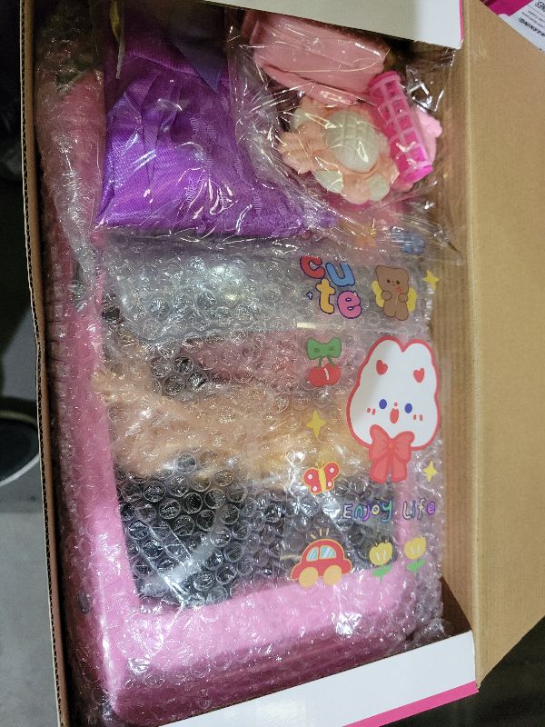 Photo 1 of 76 Pcs Doll & Convertible Car Playset,Included 11.5 In Dol-l,Car,Princess Dresses,Fashion Dresses,Casual Clothing,Swimsuits,Bags,Shoes,Doll Playset,Doll Dress up Toys for Girls Kids Toddlers Gifts