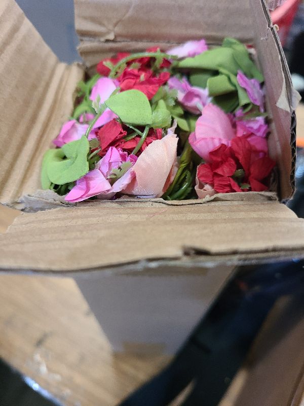 Photo 1 of 2 PCS 24" Valentine’s Day Tulip Teardrop Swag Artificial Valentines Pink Flower Swag Wreaths for Front Door with Berry Green Leaf Lavender Valentines Heart Wreaths with Ribbon Hanging Decor for Wall