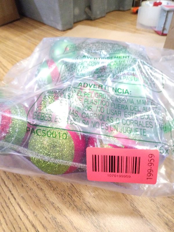 Photo 1 of 12Pcs Christmas Ornaments Christmas Tree Decorations Red Green Glittering Elf Balls Ornaments for Indoor Holiday Party Decor 2.36 Inch