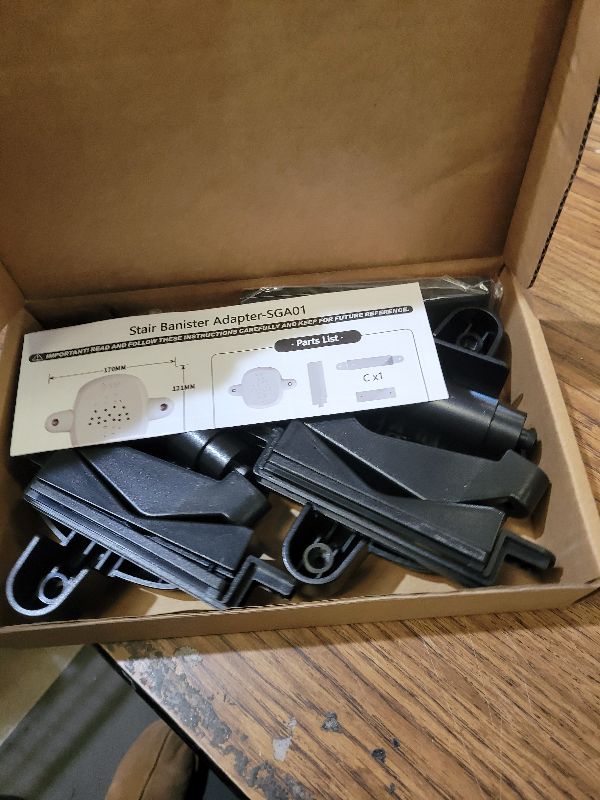 Photo 1 of ?Upgrade? 2 Pcs Baby Gate Banister Adapter – No?Drill Stair Railing Mount, Fits 2–3.5? Round/Square Posts, Compatible with Baby & Pet Safety Gates (Black, Standard-B)