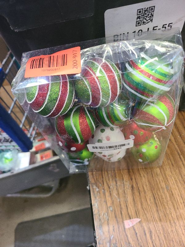 Photo 1 of 12 Pcs Glittering Hanging Ornaments Balls Set for Tree Decorations, Shatterproof Ball for Home Holiday Party Decorations, DIY Craft Gifts, 2.4 Inch