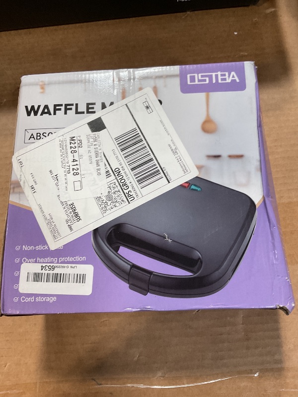 Photo 1 of **NON FUNCTIONAL **OSTBA Waffle Maker, 2 Slice Non-Stick Waffle Iron, Belgian Waffle Machine with Indicator Lights, PFOA Free, Perfect for Breakfast and Snacks, 750W