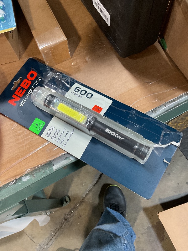 Photo 1 of **ISSUES FUNCTIONING** NEBO Big Larry 3 Work Light | USB-C Rechargeable, 600 Lumens, 7 Light Modes, Magnetic COB Task Lamp & LED Flashlight, Steel Pocket Clip, Hands-Free Use, Water Resistant