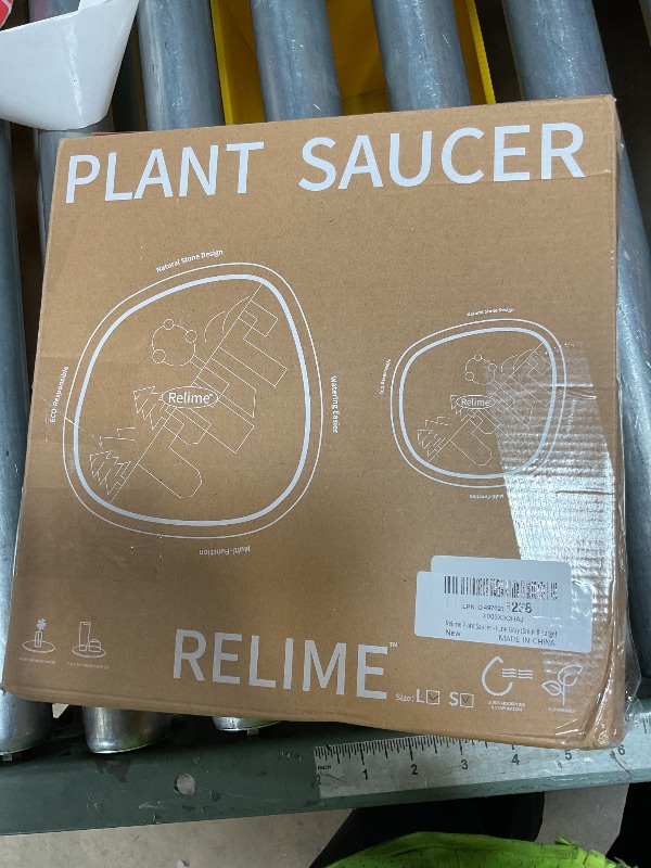 Photo 1 of **POSSIBLE PARTIAL SET/ (LARGE SAUCER ONLY)**** Relime Diatomaceous Earth Plant Saucer for Indoor, 2 Pack Irregular 6 Inch 12 Inch, Instant Dry Pot Saucer, Plant Drip & Drainage Tray for Indoor, Stone Gray