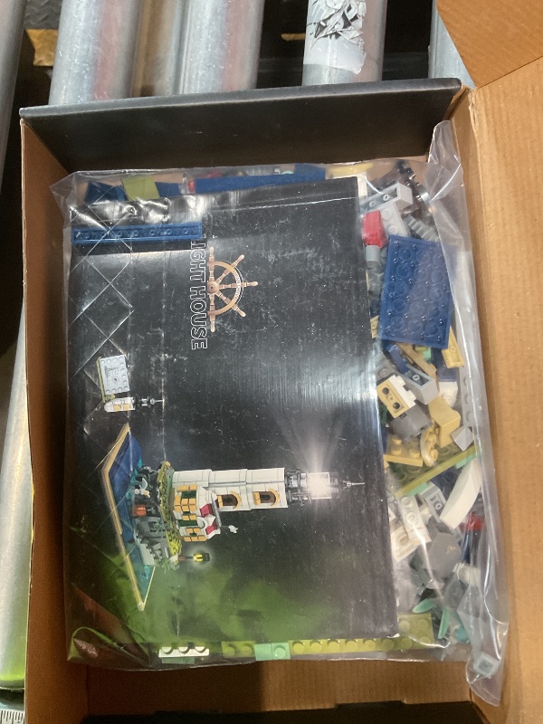 Photo 1 of ***PARTIAL SET/ MISSING PIECES**** GOTIMON Island Lighthouse Building Block Toy Set, Gifts for Kids and Adults?1092 PCS?