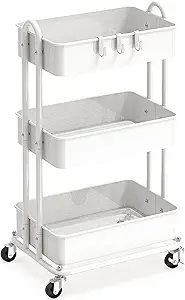 Photo 1 of **FOR PARTS MISSING PIECES*** Simple Houseware 3-Tier Heavy Duty Metal Utility Rolling Cart, White