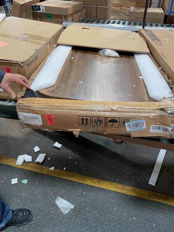 Photo 1 of **PARTS ONLY** Tribesigns Rectangle Coffee Table, 47-Inch Wood Rectangular Living Room Table, Farmhouse Accent Center Low Cocktail Tea Table with Sturdy Base & Rounded Corners, Easy Assembly (Rustic Brown)