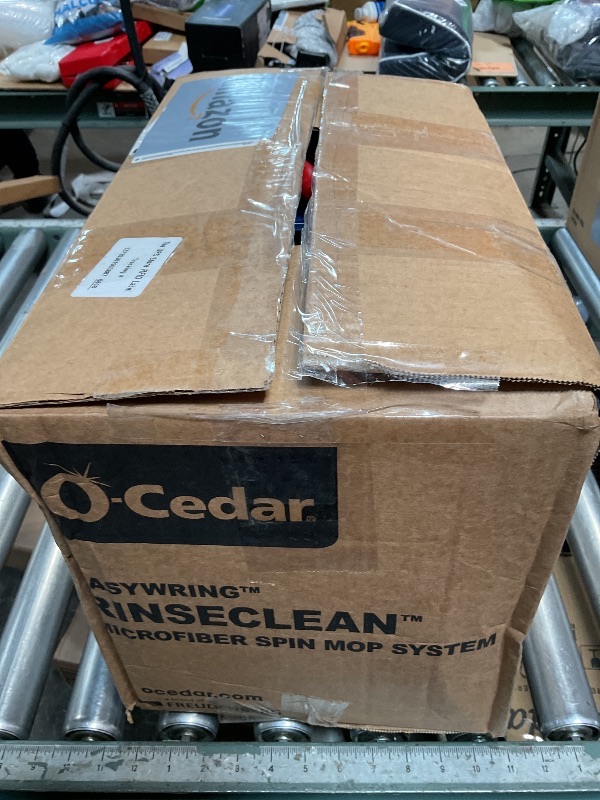 Photo 1 of ** MISSING MOP HEAD AND REFILLS** O-Cedar EasyWring Microfiber Spin Mop & Bucket Floor Cleaning System + 2 Extra Refills, Red/Gray