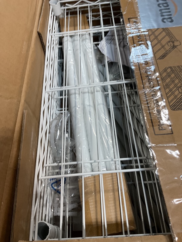 Photo 1 of **MISSING HARDWARE**Ulif M5 Wall Mounted Clothes Garment Rack, Heavy Duty Closet Storage and Organizer with 6 Shelves and 3 Expandable Hanger Rods, Space Saver Suit (46.2-102.4)" W x 14" D x 83.1" H, White