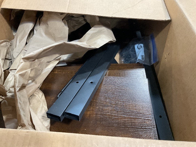 Photo 1 of **MISSING PARTS** VASAGLE Ladder Shelf, 4-Tier Bookshelf, Storage Rack, Bookcase with Steel Frame, for Living Room, Home Office, Kitchen, Bedroom, Industrial Style, Hickory Brown and Ink Black ULLS44BF