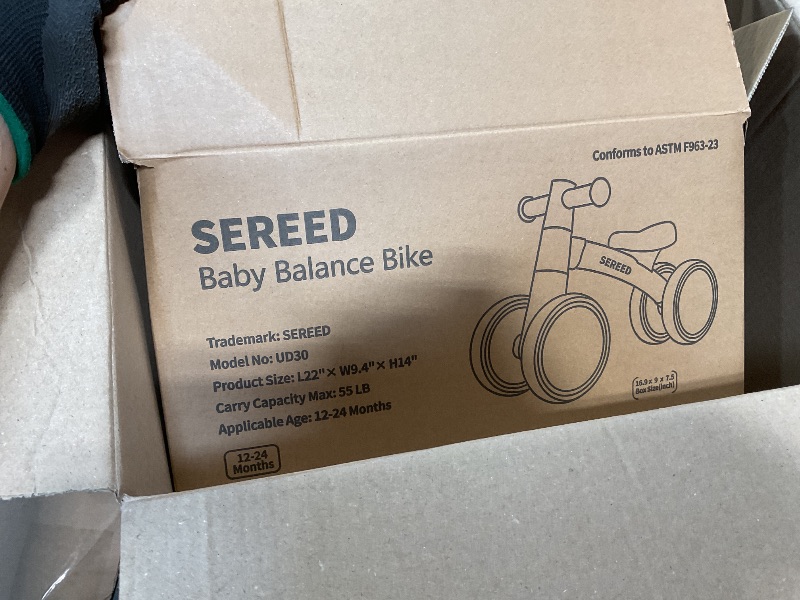 Photo 1 of **FOR PARTS ONLY/ ASSEMBLED INCORRECTLY PARTS ARE DAMAGED*** SEREED Baby Balance Bike for 1-2 Year Olds - 4 Wheels, First Bike for Toddlers, Birthday Gift (Green)