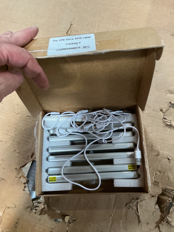 Photo 1 of **MISSING MAGNETIC ADHEASIVE BACKING STRIPS FOR 5 OF 6 LIGHTS** Remote Control Under Cabinet Lighting Wireless 6 Pack, 20-LED Dimmable Closet Lights Rechargeable Under Counter Light, Stick on Touch Night Light Strip Bar for Kitchen Stairway Bedroom, 3 Col