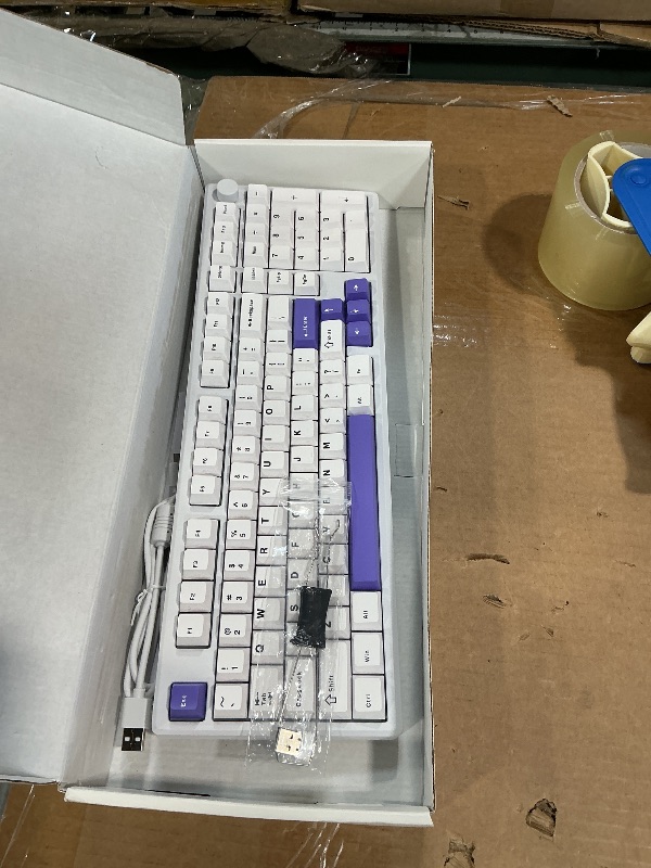 Photo 1 of ***RECOMENDED FOR PARTS SOME KEYS NON-FUNCTIONAL OCASSIONALLY*** EPOMAKER Galaxy100 QMK/VIA Wireless Gaming Keyboard, Aluminum Shell, BT/2.4Ghz/USB-C, Pre-Lubed Hot-Swappable Linear Switches, NKRO, RGB Backlit (White Purple, Marble White Switch)