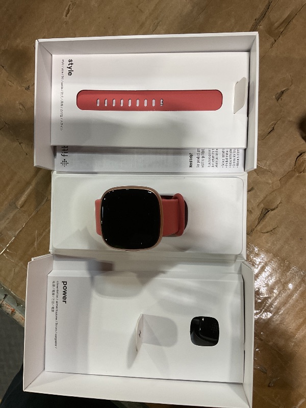 Photo 1 of *FOR PART ONLY, NON FUNCTIONAL*  SFitbit Versa 4 Fitness Smartwatch with Daily Readiness, GPS, 24/7 Heart Rate, 40+ Exercise Modes, Sleep Tracking and more, Pink Sand/Copper Rose, One Size (S & L Bands Included)