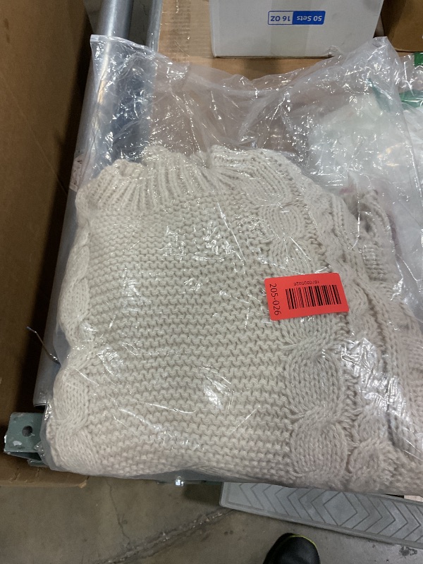 Photo 1 of *** POSSIBLY RUNS SMALL *** Tbahhir Women's Oversized Cable Knit Sweaters Crewneck Pullover Loose Long Sleeves Ribbed Chunky Slouchy Tunic Tops Beige