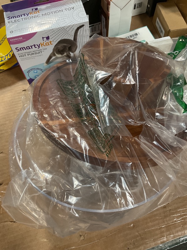 View 2 of ***PLASTIC IS CRACKED*** Farmyards Acacia Wood Cake Stand with Acrylic Dome Lid - 12in Acacia Wood 2-in-1 Footed Round Cake Holder, Cake Plate Display with Cover for Baking Gifts, Large Dessert Table Display Set & Charcuterie Board for Parties