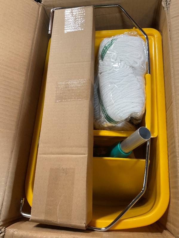 View 2 of 22 Qt (5.5 Gallon) Mop Bucket with Wringer for Floor Cleaning, Handle, Wheels, 16.5" L x 10.6" W x 26.4" H, Yellow,Add One Loop-end String Mop