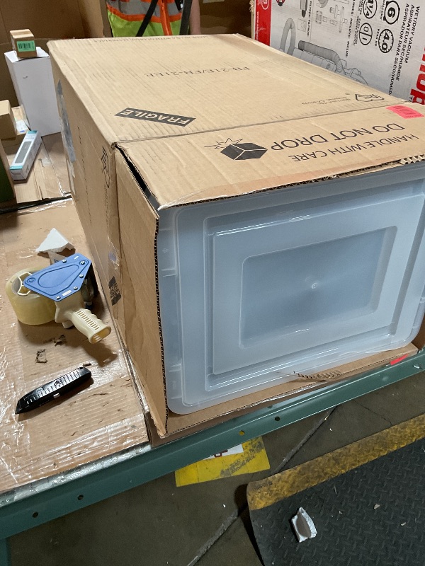 Photo 1 of **FOR PARTS ONLY/ NON-FUNCTIONAL** IRIS USA File Box, Plastic File Organizer with Lids for Letter/Legal File, Portable Document Box For Moving, Storage Bin with Durable and Secure Lid, Stackable Nestable BPA-Free, Black 35 Qt. 4 Pack