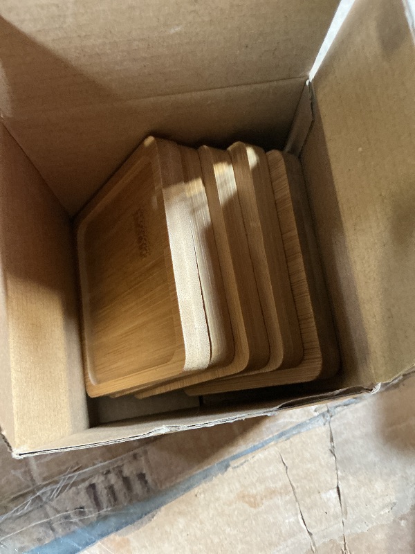 View 2 of **4 ONLY**Bamboo Coasters Blank Mats for Crafts — DIY Mosaic Tile Base, Small Indoor Plant Coasters, Reusable Eco-Friendly Design (10 Pcs Square)