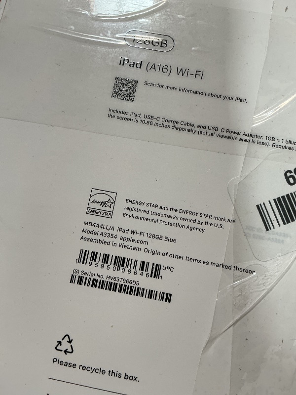 Photo 1 of ***PASSCODE LOCKED FROM PREV USER*** Apple iPad 11-inch: A16 chip, 11-inch Model, Liquid Retina Display, 128GB, Wi-Fi 6, 12MP Front/12MP Back Camera, Touch ID, All-Day Battery Life — Blue