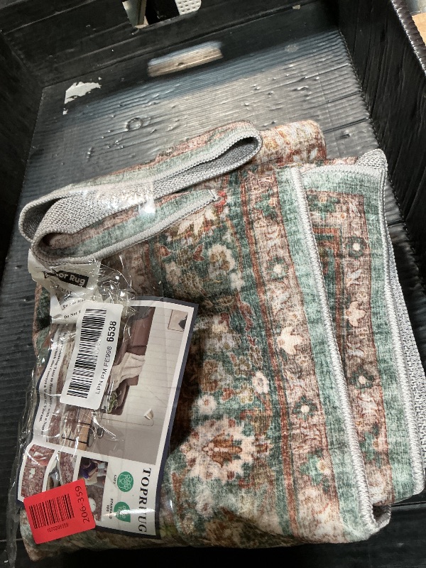 Photo 1 of **DIRT FROM TRANSPORT **TOPRUUG Washable Oriental Area Rug - 3x5 Rugs for Living Room Soft Carpet for Bedroom Waterproof Floral Distressed Indoor Stain Resistant Non-Shedding Floor Carpets (Green, 3X5)