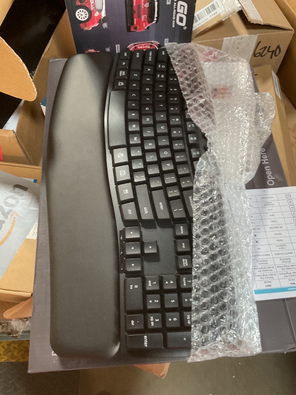 Photo 1 of ((((Only keyboard no accessories)))) Wireless Keyboard and Mouse Combo, 30dB Quiet Ergonomic Wave Keyboard Set with Soft Leather Palm Rest, Dual-System Switch for Windows/Mac, Ideal for Business Teams Home Office - SABLUTE MA41