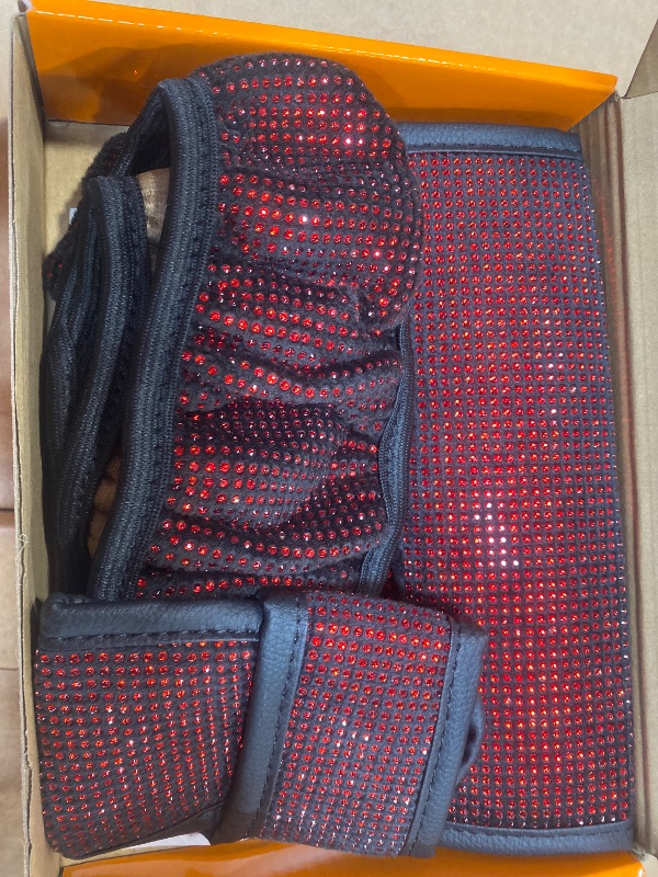 Photo 1 of **INCOMPLETE SET / SEE PHOTOS *** NBTEPEM 8 pcs Red Bling Car Accessories Set for Women, Steering Wheel Cover, Sparkly Seat Belt Covers, Bling Gear Shift Cover, Universal Fit Most Cars (Red Diamond)