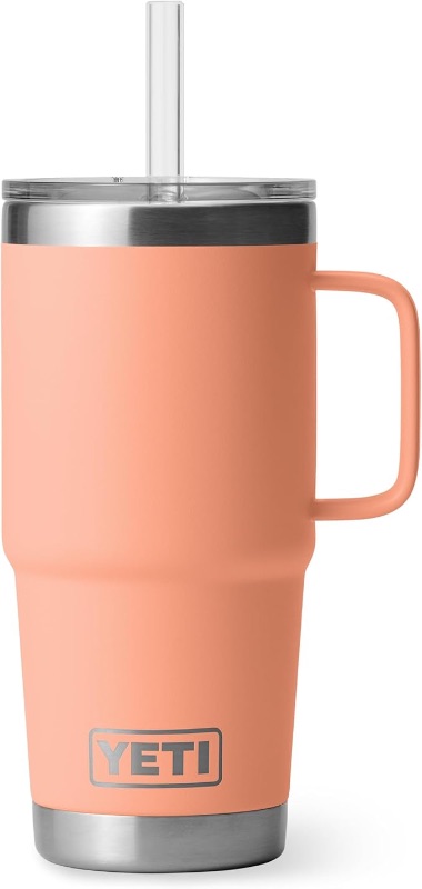 Photo 1 of 
Click to see full view
 

 

 

 

 YETI Rambler 25 oz Tumbler with Handle and Straw Lid, Travel Mug Water Tumbler, Vacuum Insulated Cup with Handle, Stainless Steel, Lowcountry Peach