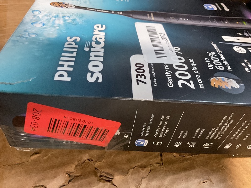 Photo 1 of **Missing toothbrush head **Philips Sonicare 7300 Series Electric Toothbrush - Next-Generation Sonicare Technology, Pressure Sensor, 12 Brushing Settings, SmarTimer, BrushPacer, 21-Day Runtime, Travel Case, Black, HX7421/07