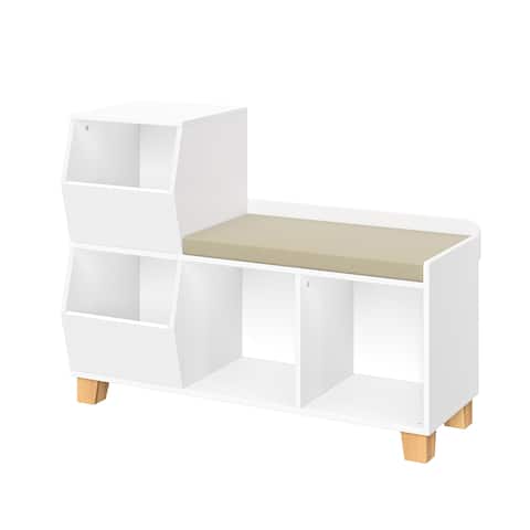 Photo 1 of **MISSING ASSEMBLY PIECES/  HAS SCRATCHES ** RiverRidge Kids Catch-All Cubby Storage Organizer Bench with Toy Storage Shelves and Cushioned Seat for Playroom - White