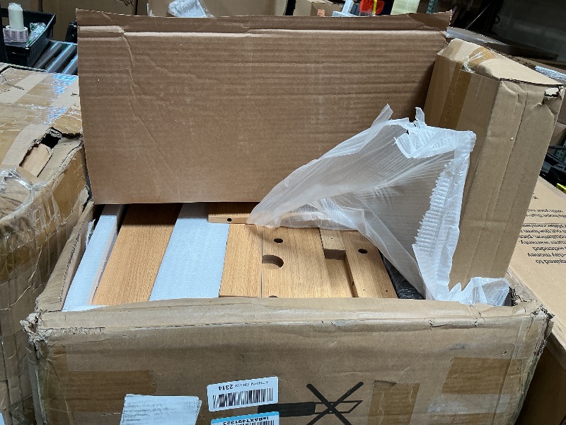 View 3 of **MISSING SINK/DAMAGED/PARTS ONLY** Concho 31'' Fluted Bathroom Vanity with Ceramic Sink, Modern Bathroom Sink Storage Cabinet with Engineered Marble Top & 4 Spacious Drawers, Freestanding Bathroom Vanity Cabinet, Oak