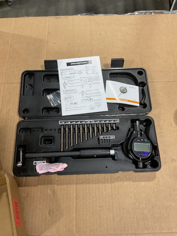 Photo 1 of *** PARTIAL SET/ MISSING PIECES*** Neoteck Bore Gauge Set Digital Indicator Dial Bore Gauge (2-6"/0.0005") with Self-Centering Dial,Carbide Anvils, Insulated Grips for Deep Engine Cylinder Measurement-Black