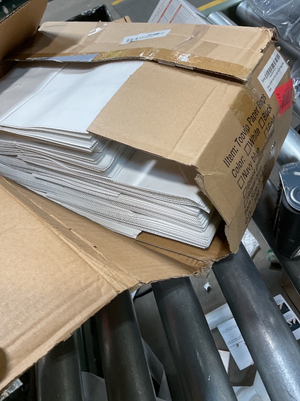 Photo 1 of **TOP BAG CUT**Toovip 100 Pack 8x4.75x10 Inch Medium White Kraft Paper Bags with Handles Bulk, Gift Wrap Bags for Favors Grocery Retail Party Birthday Shopping Business Goody Craft Merchandise Take Out Sacks