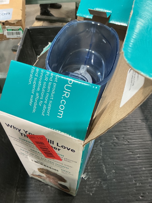 Photo 1 of **SCRAPES**PUR Plus 7-Cup Water Filter Pitcher for Fridge, Cleaner, Great-tasting Water, Dishwasher Safe, Powerful Filtration, Change Light Indicator, LockFit Cap Design, White