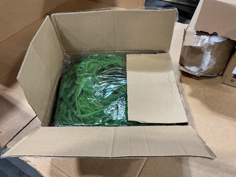 Photo 1 of 2 Pcs Artificial Norfolk Pine Garlands Christmas, 9 FT Dense Real Touch Winter Pine Garland Ornament, Green Artificial Greenery Garland for Table, Mantle, Wall, Indoor, Outdoor Christmas Decorations