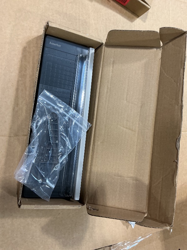 Photo 1 of 12" Guillotine Paper Cutter,Accurate Paper Trimmer Cutting with Safety Guard & Blade Lock, 8 Sheet Capacity, Portable Heavy Duty Paper Cutter for Cardstock,Label,Vinyl & Photos