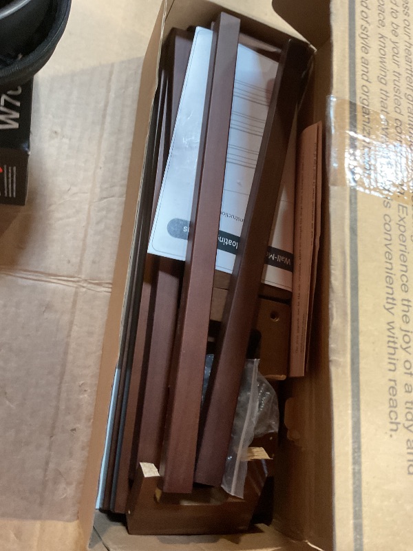 Photo 1 of ***FOR PARTS ONLY / BROKEN PIECES*** TidyCorner Upgraded Thick Floating Shelves, Solid Wood Bookshelf for Wall, Floating Book Shelves Use as Wall Shelves for Bedroom, Living Room, Kitchen, Books, Spice Rack & Decor – Dark Walnut Brown
