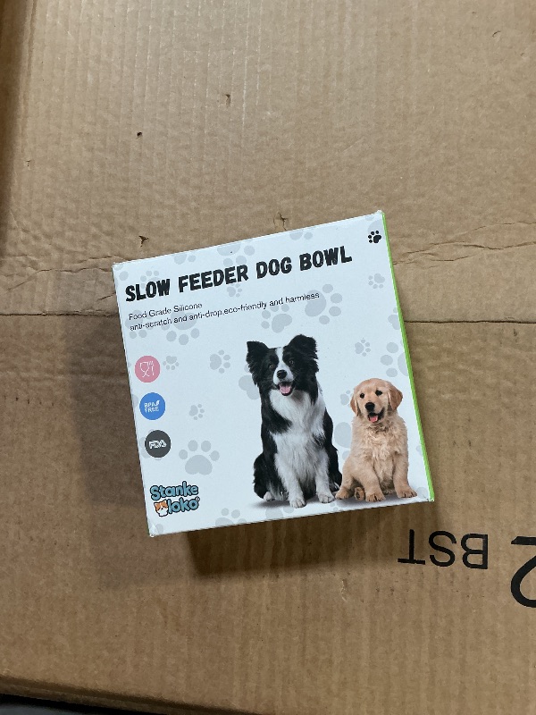 Photo 1 of 2 Pcs Slow Feeder Insert for Dog Bowl, Anti-Choking Silicone with Strong Suction Cups, Fits Most Dog Bowls, Ideal for Medium, Large Breeds (Green+White)
