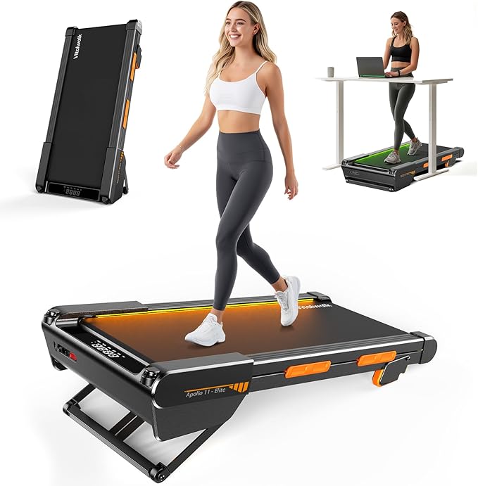 Photo 1 of **DIRT**Vitalwalk Walking Pad Treadmill with 15% Auto Incline, Full Deck, 350lb Capacity, Portable Under Desk Treadmills for Home Office, 40"x16", 3.0HP Brushless Quiet, 4-Way Mobility & Vertical Storage, App