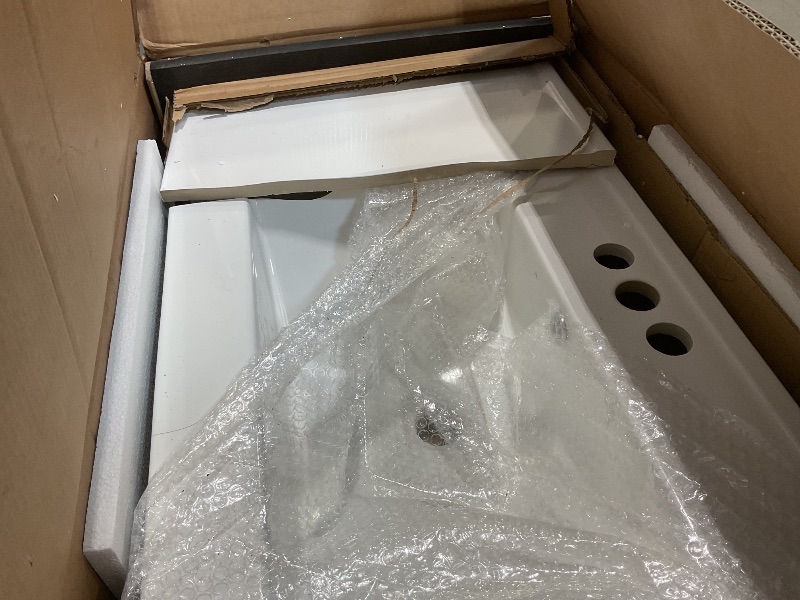 Photo 1 of ** MAJOR DAMAGE TO SINK. **MIRIGHTONE 36" BATHROOM VANITY WITH SINK, BATHROOM VANITIES 36 INCH WITH SINK, 36 BATHROOM SINK VANITY WITH 2 DRAWERS, 1 TIP-OUT DRAWER AND DOOR SHELVES, 36 VANITY WITH SINK FOR BATHROOM (WHITE)