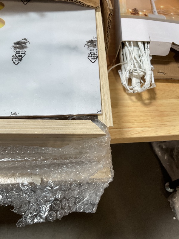 Photo 1 of ***FOR PARTS ONLY/ HAS DAMAGED PIECES*** BSRHOME 12x12 Picture Frame Set of 9, Display Pictures 8x8 with Mat or 12x12 without Mat, Multi Collage Gallery Square Photo Frames for Wall or Tabletop, Natural Wood