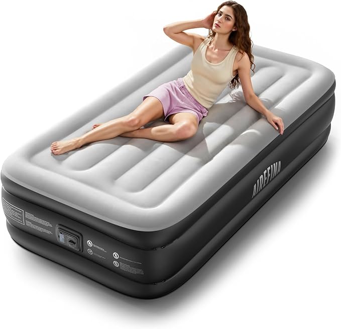 View 1 of *** PHOTO FOR REFERENCE ONLY***Airefina Twin Air Mattress with Built-in Pump, Upgraded 18" Raised Blow Up Air Bed, Fast 2-Min Self-Inflation, Comfortable Inflatable Mattress for Home Guest & Camping, Incl. Carry Bag & Repair Kit