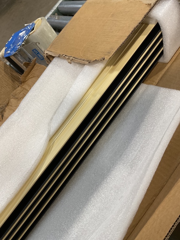 Photo 1 of **MINOR CORNER DAMAGE**Extra Long Black Wall Panels for Interior Wall Décor 114x6.2x0.4in 8pack Modern WPC Wall Panels Slat Wall Paneling for Livingroom Bedroom Bathroom, Office, Covers 38 sq.ft (Low Grille Black-114in)