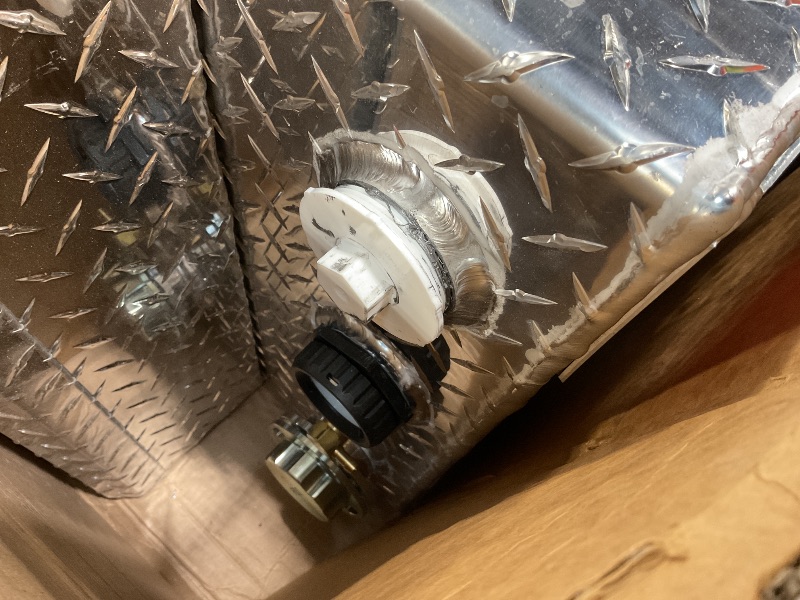 Photo 1 of ** MAJOR DENT, CAUSING LID TO NOT OPEN**RDS Aluminum Transfer Fuel Tank Toolbox Combo, 60 Gallon, Rectangular, Diamond Plate, 