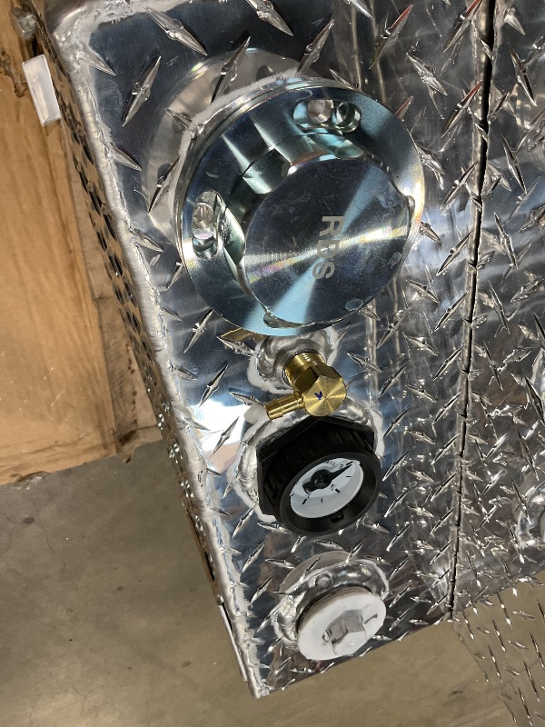Photo 1 of ** MAJOR DENT, CAUSING LID TO NOT OPEN**RDS Aluminum Transfer Fuel Tank Toolbox Combo, 60 Gallon, Rectangular, Diamond Plate, 