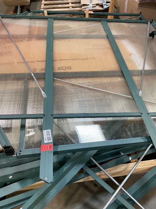 View 2 of ** one box and loose parts. Connection piece broken, selling for parts. **Garvee 6x10 FT Greenhouse for Outdoors, Polycarbonate Greenhouse with Quick Setup Structure and Roof Vent, Aluminum Greenhouses Heavy Duty for Garden