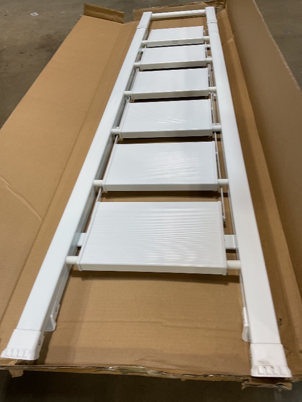 Photo 1 of **MINOR USE WEAR**GameGem 6 Step Ladder for 12 Feet High Ceiling, Lightweight Aluminum Folding Step Stool with Convenient Handgrip, Stepladders with Anti-Slip and Wide Pedal for Home Use Space Saving - White