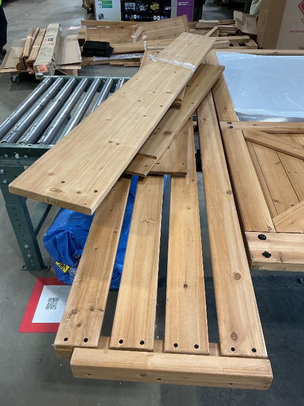 Photo 1 of ***PARTIAL SET/ MISSING MANY PARTS***Backyard Discovery Willow 9' x 6' Cedar Wood and Polycarbonate Walk-in Greenhouse Kit with Exhaust Fan, Windows, Hose Hook-Ups, PowerPort, Staging Shelves for Year-Round Outdoor Gardening