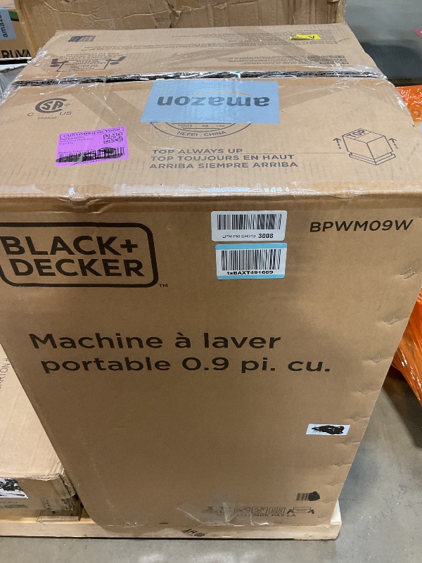 Photo 1 of *** USED***BLACK+DECKER 0.9 Cu. Ft. Portable Washer, 6.6 lb. Capacity Washing Machine for Homes & Apartments, 5 Wash Cycles, Quick Connect Sink Adapter and Drain Hose Included, LED Display, BPWM09W, White