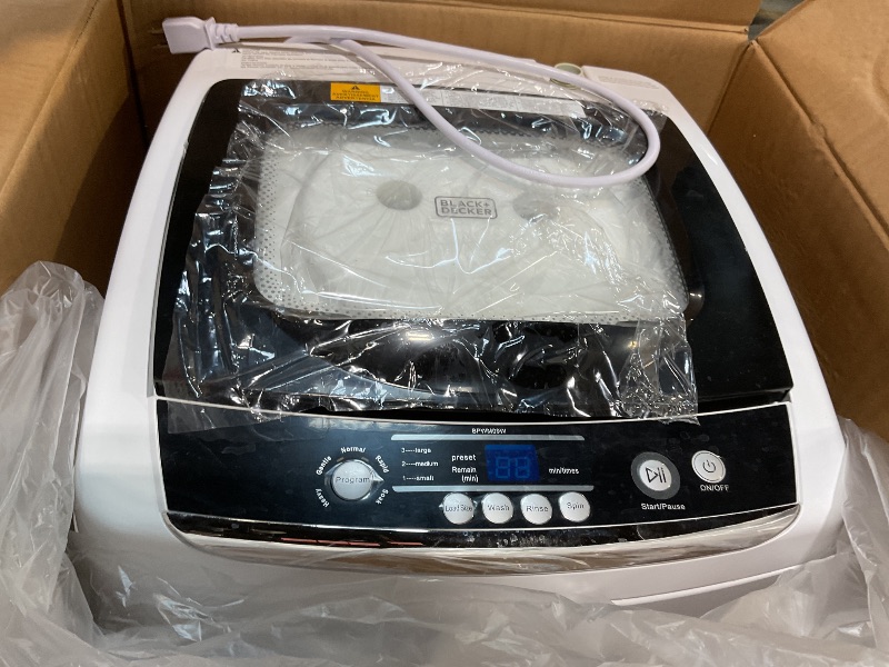 Photo 1 of *** USED***BLACK+DECKER 0.9 Cu. Ft. Portable Washer, 6.6 lb. Capacity Washing Machine for Homes & Apartments, 5 Wash Cycles, Quick Connect Sink Adapter and Drain Hose Included, LED Display, BPWM09W, White